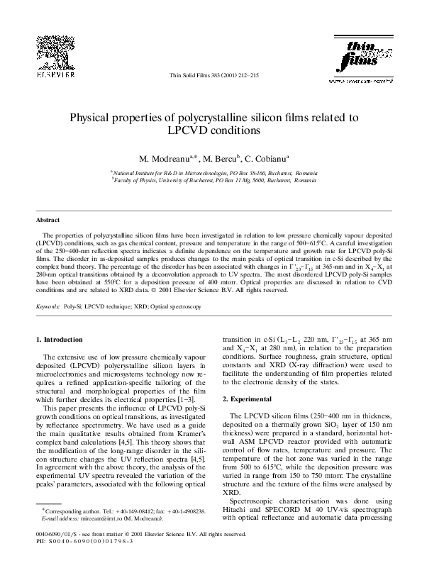 (PDF) Physical properties of polycrystalline silicon films related to ...