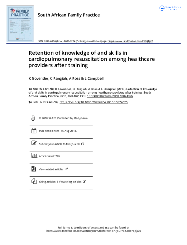 (PDF) Retention of knowledge of and skills in cardiopulmonary ...