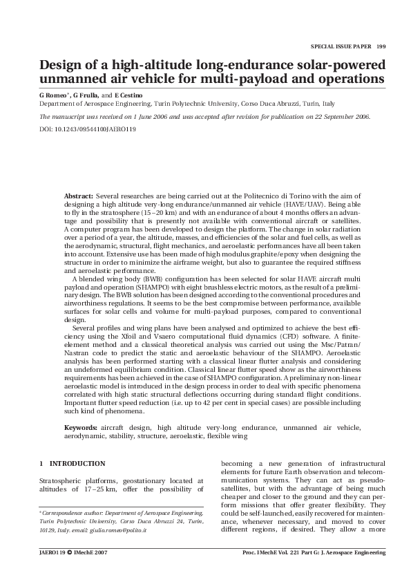 (PDF) Design of a High-Altitude Long-Endurance Solar-Powered Unmanned ...