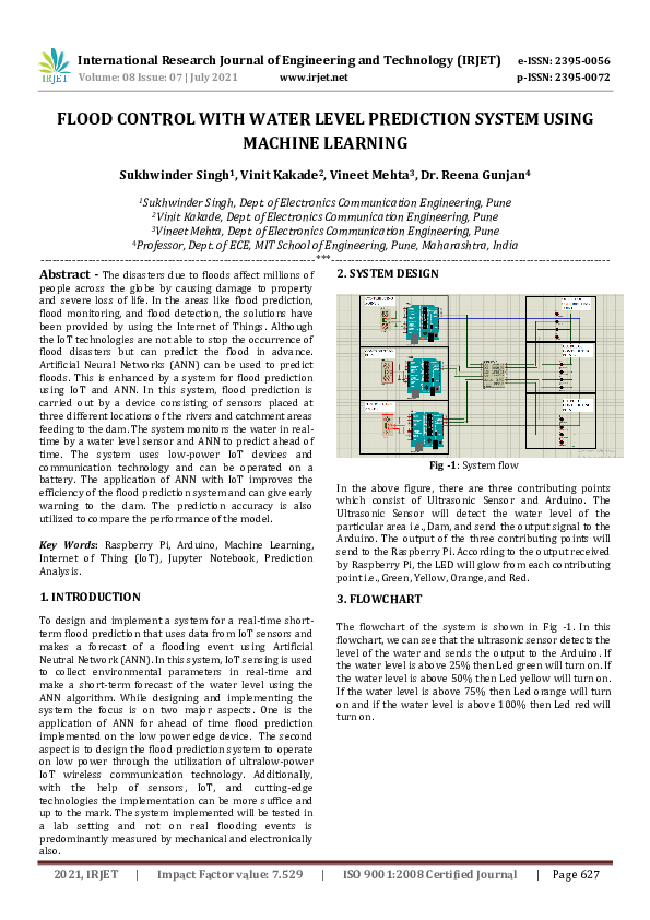 (PDF) IRJET- FLOOD CONTROL WITH WATER LEVEL PREDICTION SYSTEM USING ...
