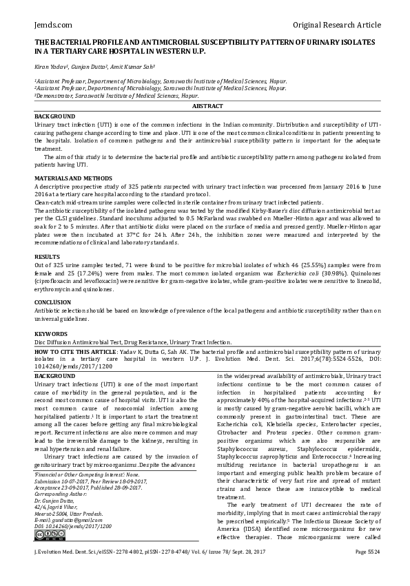 (PDF) Bacterial profile and antimicrobial susceptibility pattern in ...