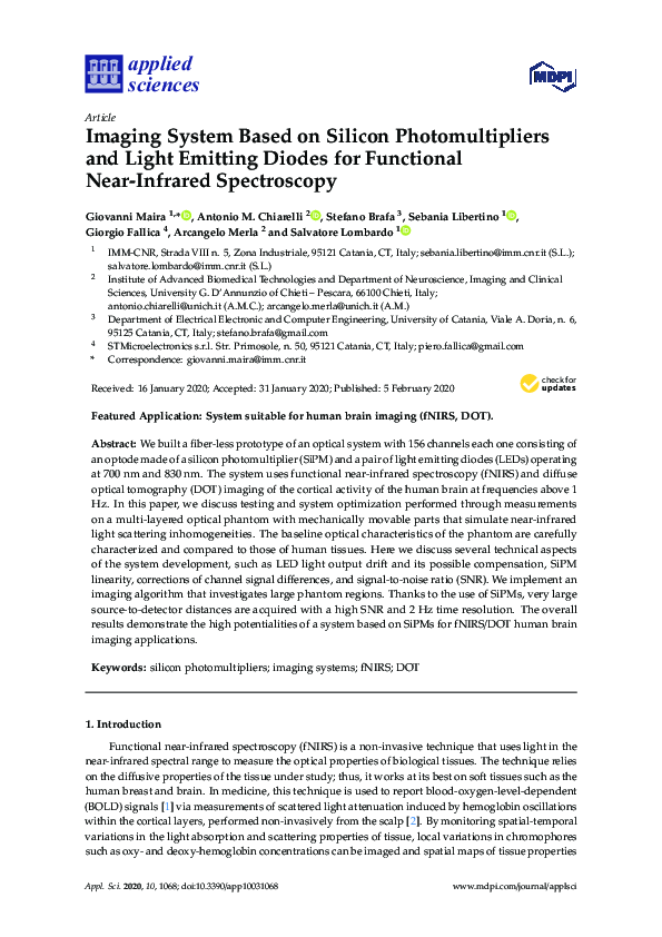 (PDF) Imaging System Based on Silicon Photomultipliers and Light ...