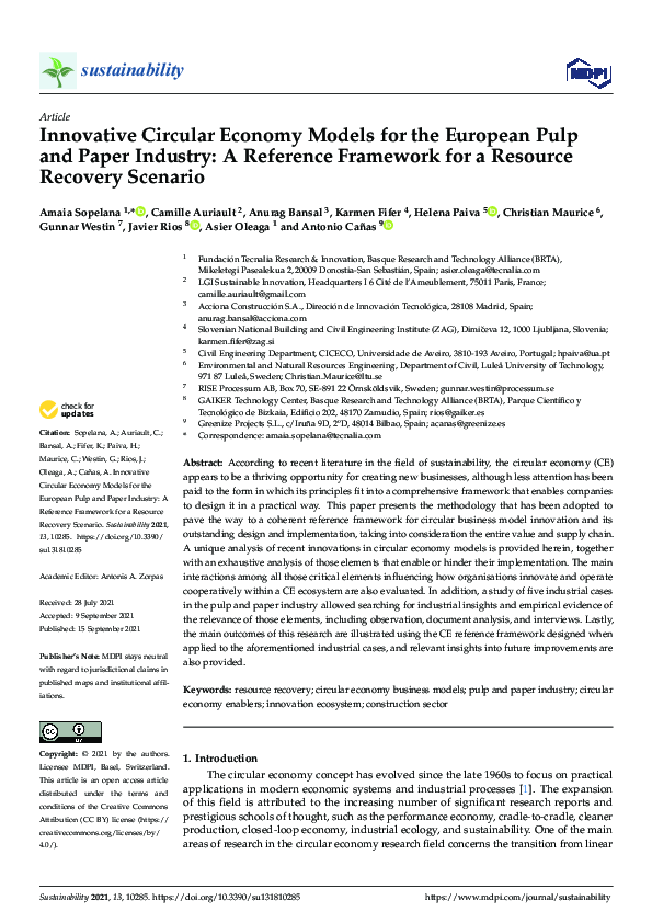 (PDF) Innovative Circular Economy Models for the European Pulp and ...