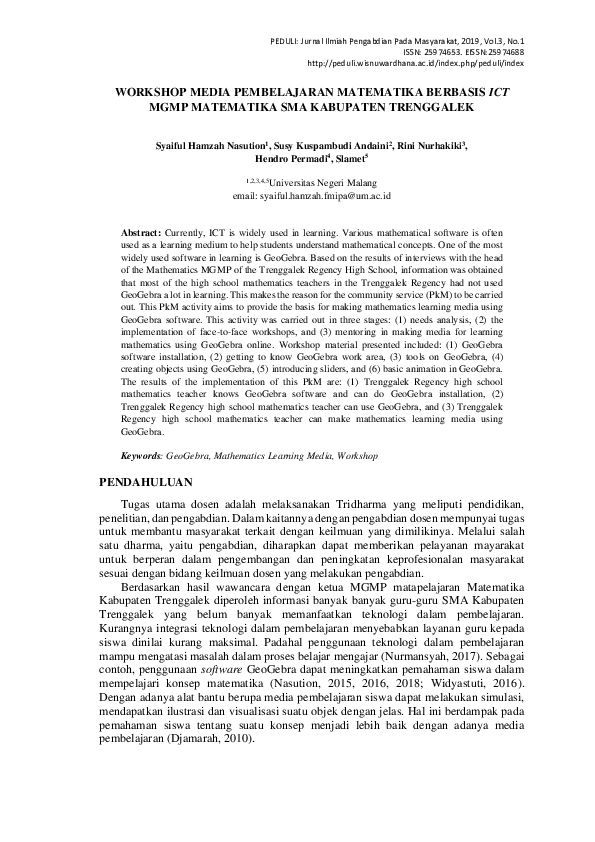 (PDF) Workshop Media Pembelajaran Matematika Berbasis Ict MGMP ...