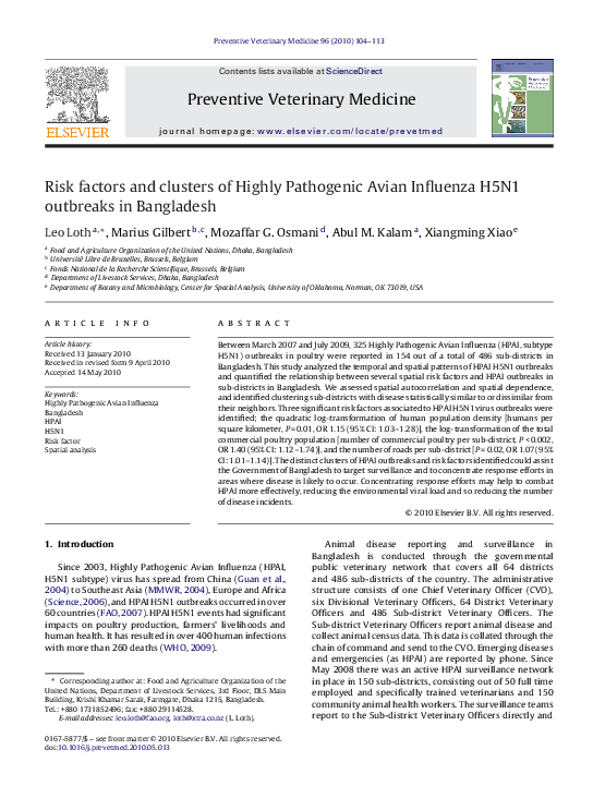 (PDF) Risk Factors and Clusters of Highly Pathogenic Avian Influenza ...