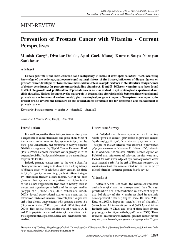 (PDF) Prevention of prostate cancer with vitamins - current perspectives
