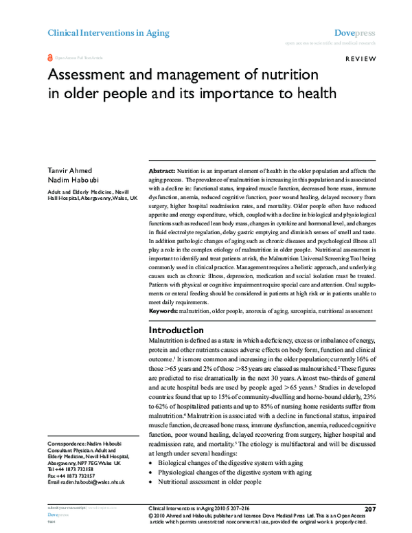 (PDF) Assessment and management of nutrition in older people and its ...
