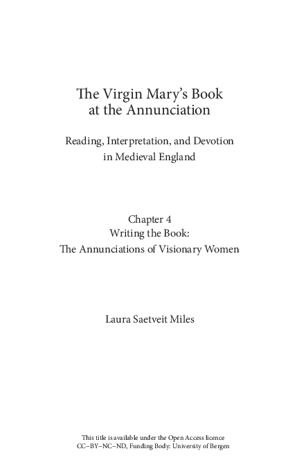 Chapter 4, "Writing the Book: The Annunciations of Visionary Women"