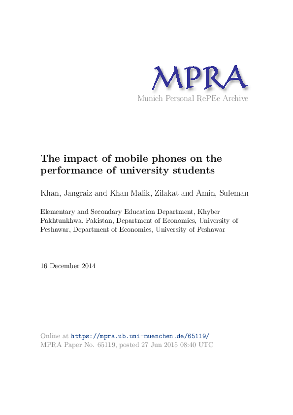 (PDF) The Impact of Mobile Phones on the Performance of University Students