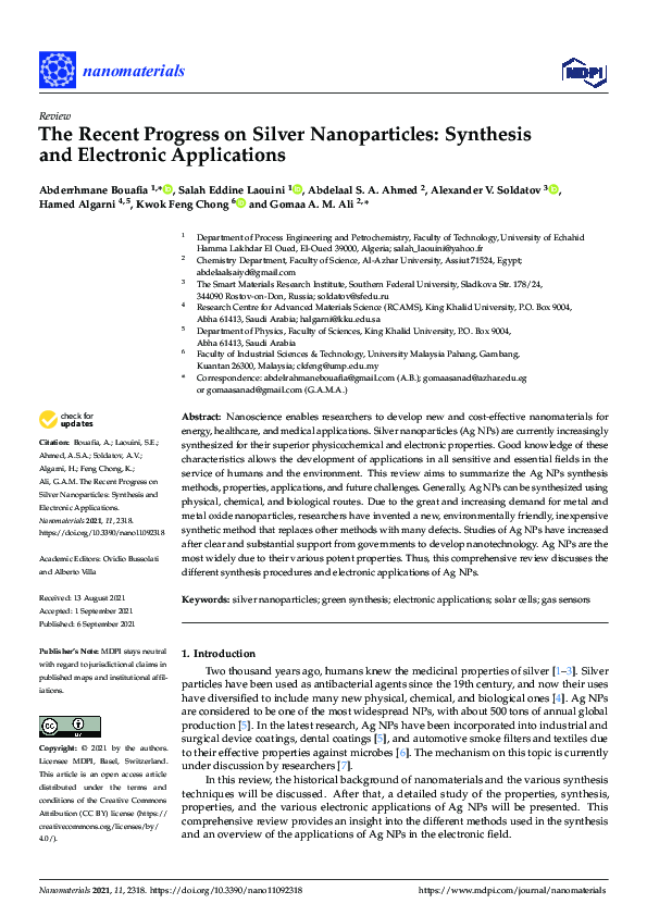 (PDF) The Recent Progress on Silver Nanoparticles: Synthesis and ...