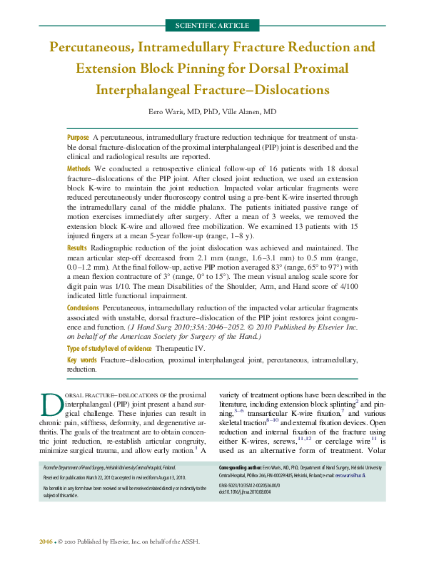 (PDF) Percutaneous, Intramedullary Fracture Reduction and Extension
