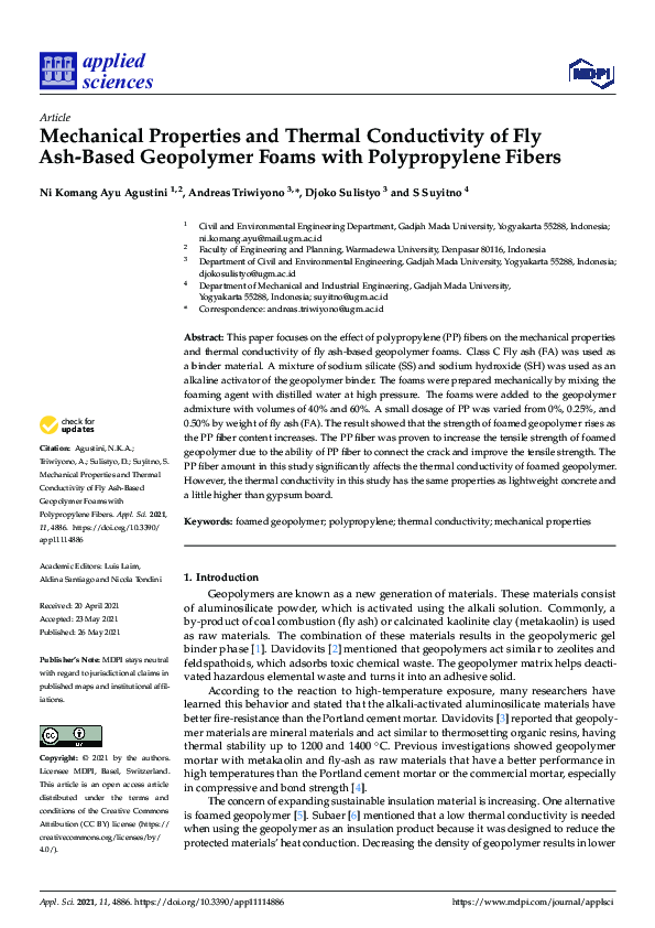 (PDF) Mechanical Properties and Thermal Conductivity of Fly Ash-Based ...