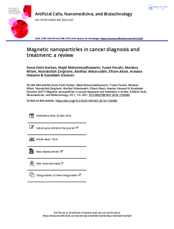 (PDF) Magnetic nanoparticles in cancer diagnosis and treatment: a review