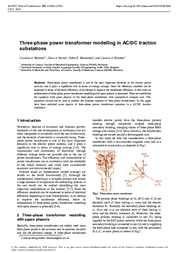 (PDF) Three-phase power transformer modelling in AC/DC traction substations