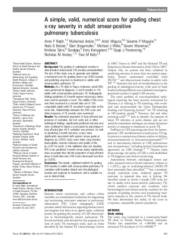 (PDF) A simple, valid, numerical score for grading chest x-ray severity ...
