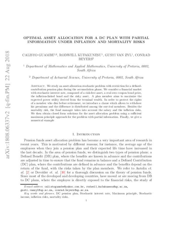 (PDF) Optimal asset allocation for a DC plan with partial information ...
