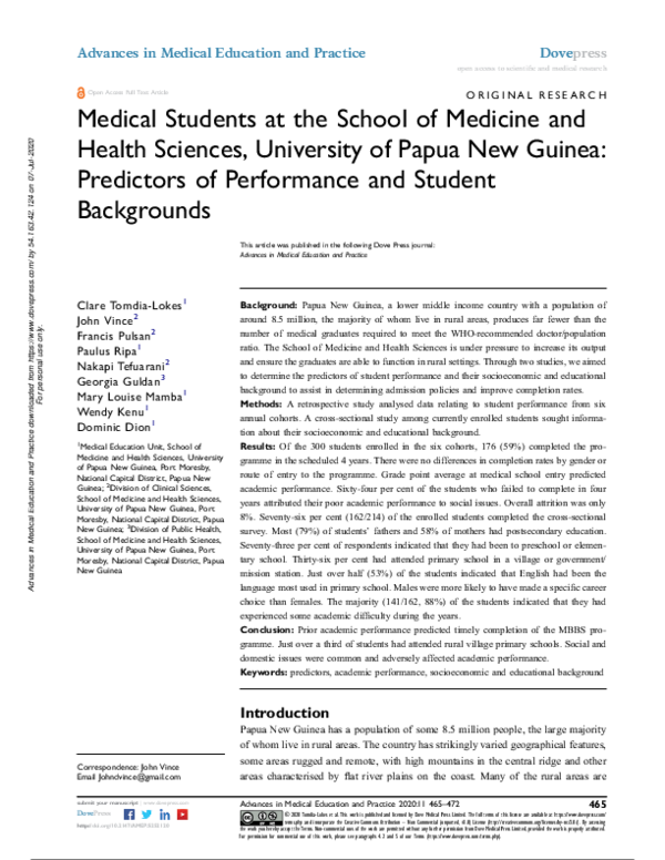 (PDF) Medical Students at the School of Medicine and Health Sciences ...