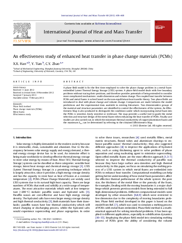 (PDF) An effectiveness study of enhanced heat transfer in phase change ...