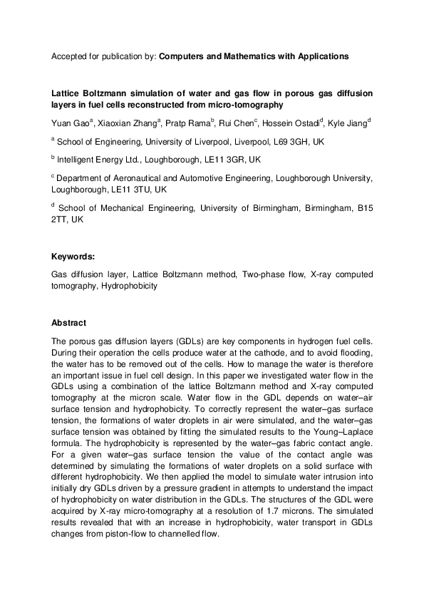 (PDF) Lattice Boltzmann simulation of water and gas flow in porous gas ...
