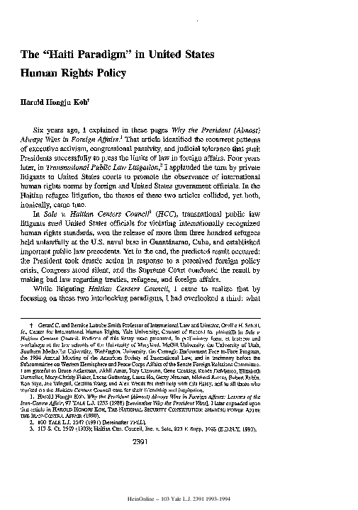 (PDF) The" Haiti Paradigm" in United States Human Rights Policy