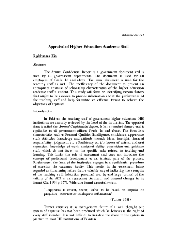 (PDF) Appraisal of Higher Education Academic Staff