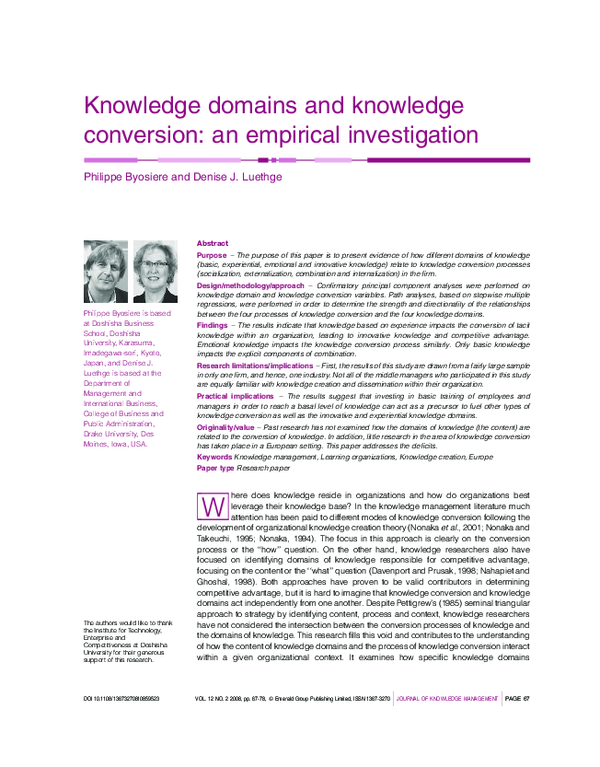 (PDF) Knowledge domains and knowledge conversion: an empirical ...