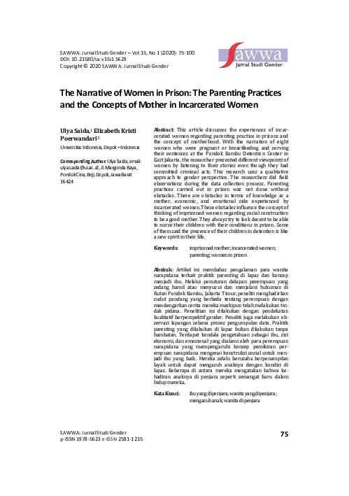 Pdf The Narrative Of Women In Prison The Parenting Practices And The