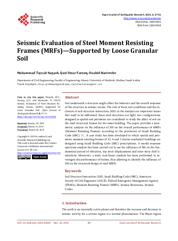 (PDF) Seismic Evaluation of Steel Moment Resisting Frames (MRFs ...