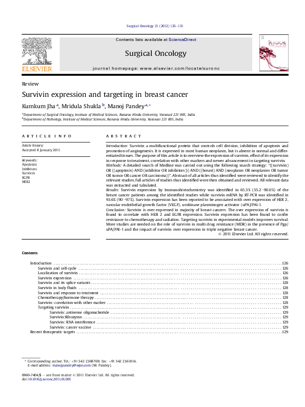 (PDF) Survivin expression and targeting in breast cancer