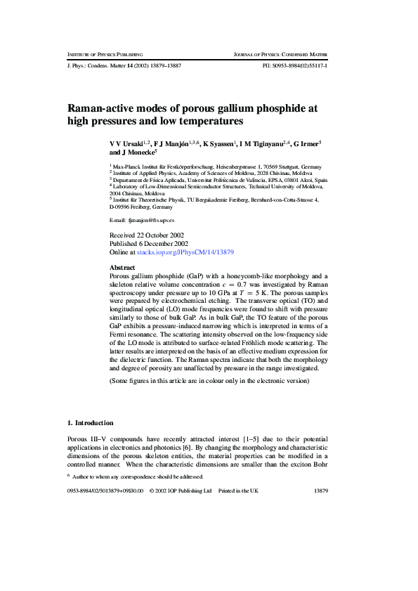 (PDF) Raman-active modes of porous gallium phosphide at high pressures ...