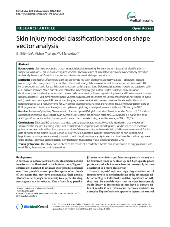(PDF) Skin injury model classification based on shape vector analysis
