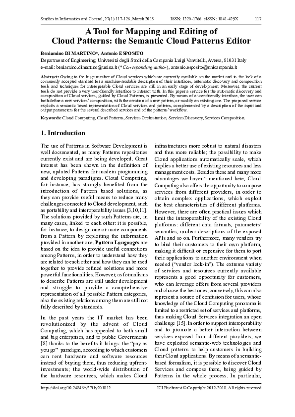 (PDF) A Tool for Mapping and Editing of Cloud Patterns: the Semantic ...
