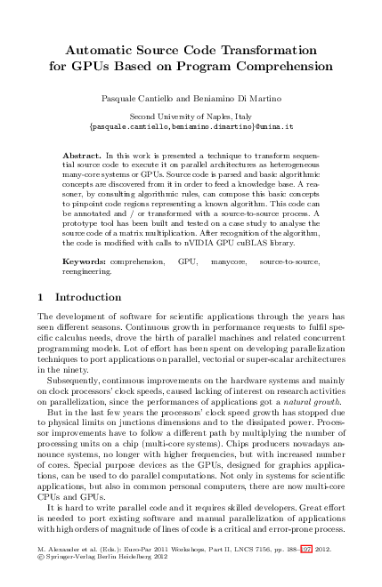 (PDF) Automatic source code transformation for GPUs based on program ...