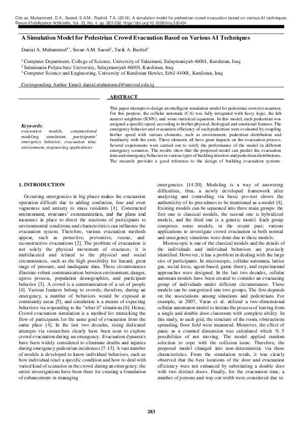 (PDF) A Simulation Model for Pedestrian Crowd Evacuation Based on ...