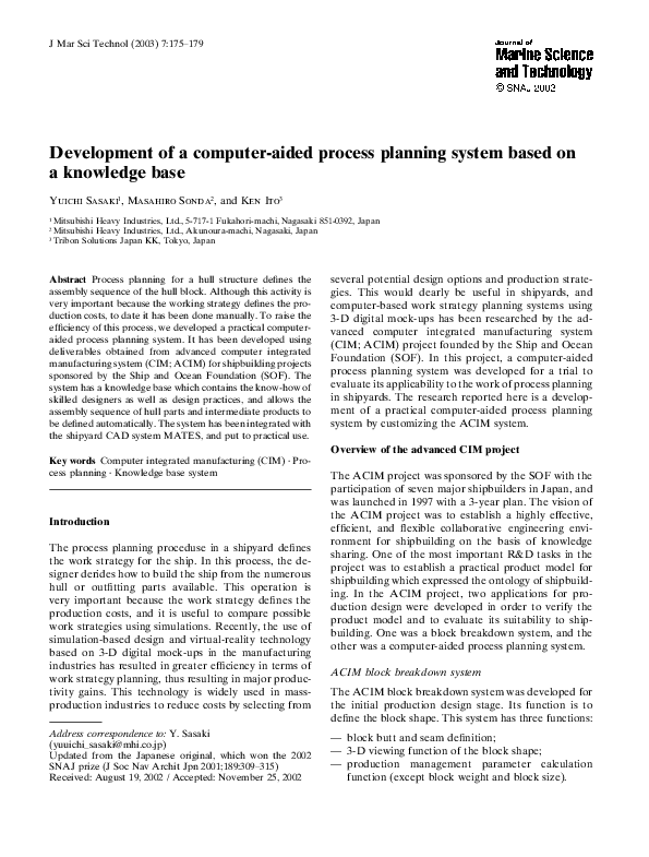 (PDF) Development of a computer-aided process planning system based on ...