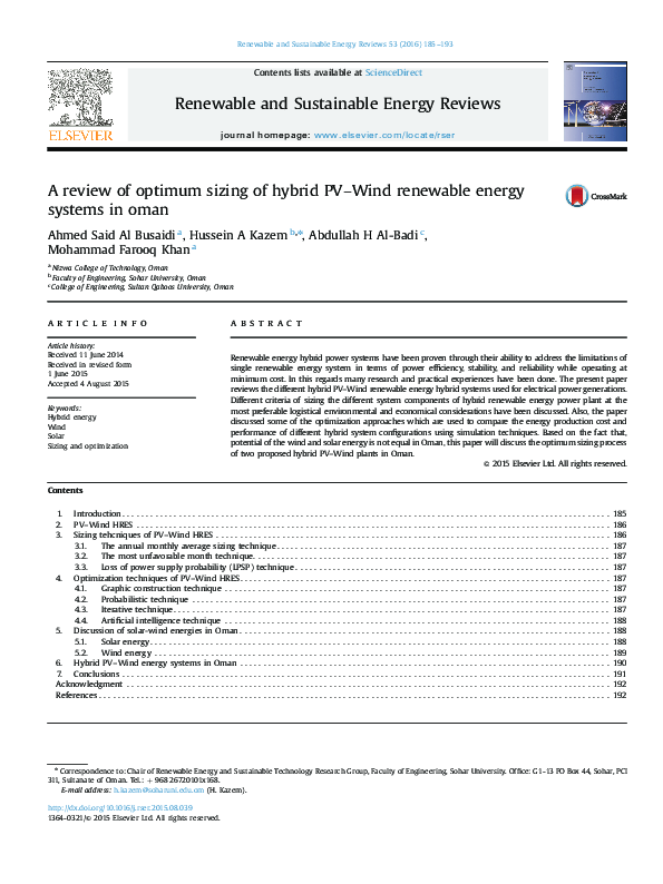 (PDF) A review of optimum sizing of hybrid PV-Wind renewable energy ...