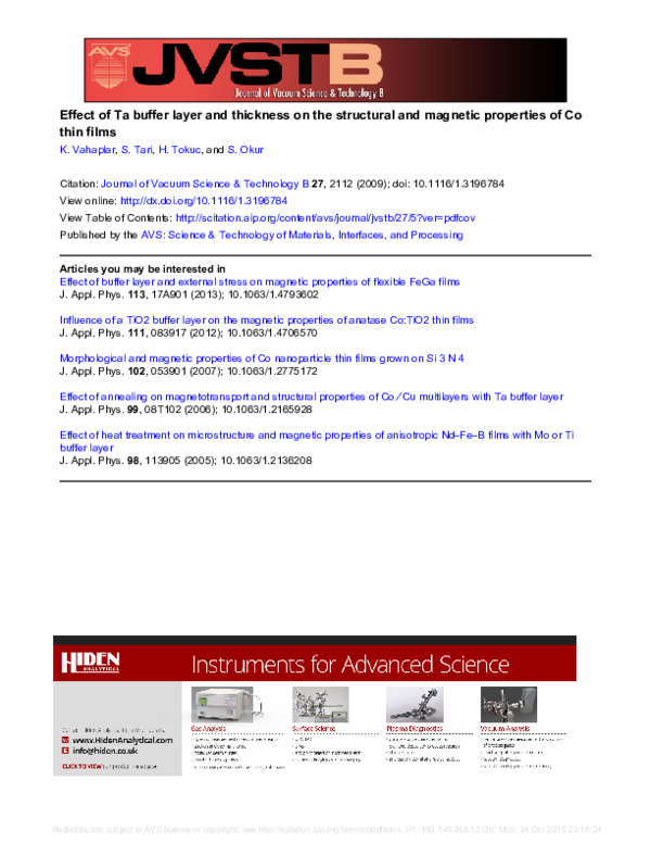 (PDF) Effect of Ta buffer layer and thickness on the structural and ...