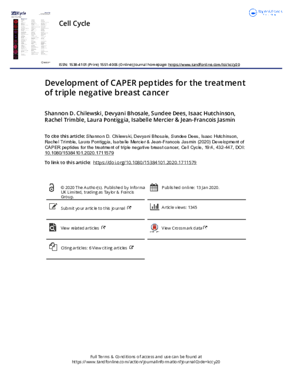 (PDF) Development of CAPER peptides for the treatment of triple ...