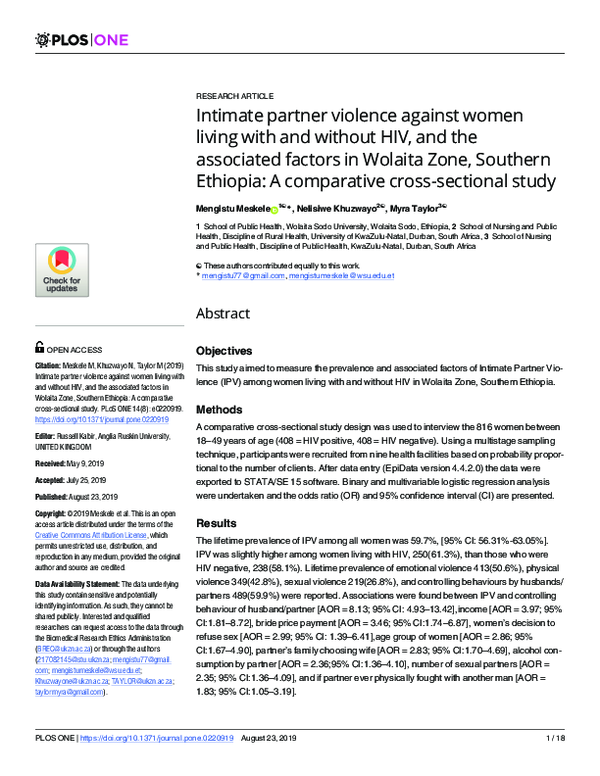 (PDF) Intimate partner violence against women living with and without ...