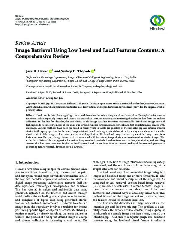 (PDF) Image Retrieval Using Low Level and Local Features Contents: A ...
