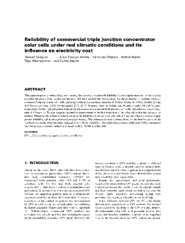 (PDF) Reliability of commercial triple junction concentrator solar ...