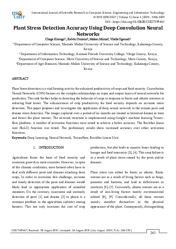 (PDF) Plant Stress Detection Accuracy Using Deep Convolution Neural ...
