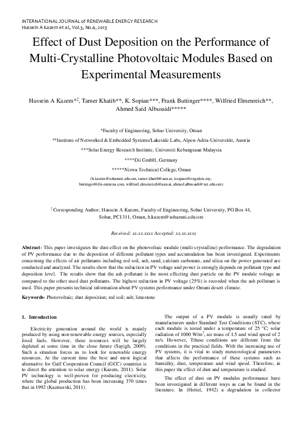 (PDF) Effect of Dust Deposition on the Performance of Multi-Crystalline ...