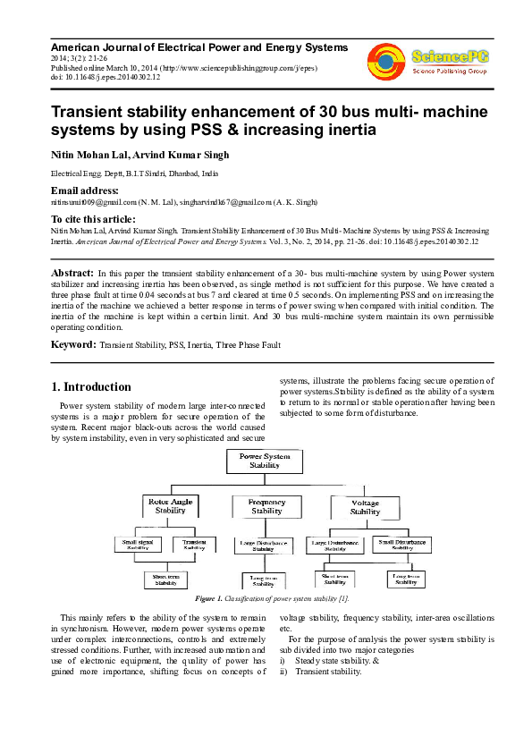 (PDF) Transient Stability Enhancement of 30 Bus Multi- Machine Systems ...