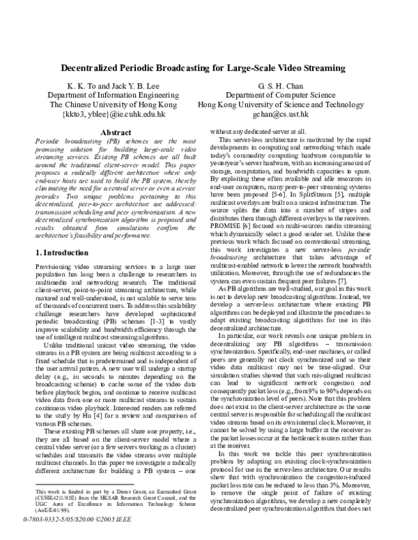(PDF) Decentralized Periodic Broadcasting for Large-Scale Video Streaming