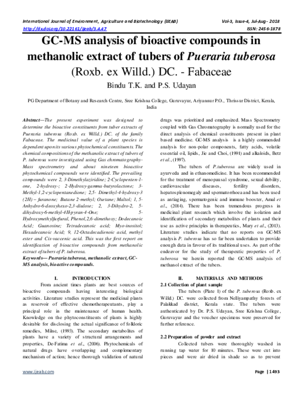 (PDF) GC-MS ANALYSIS OF BIOACTIVE COMPOUNDS IN THE METHANOLIC LEAF ...