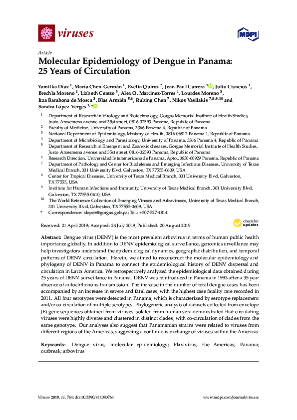 (PDF) Molecular Epidemiology of Dengue in Panama: 25 Years of Circulation