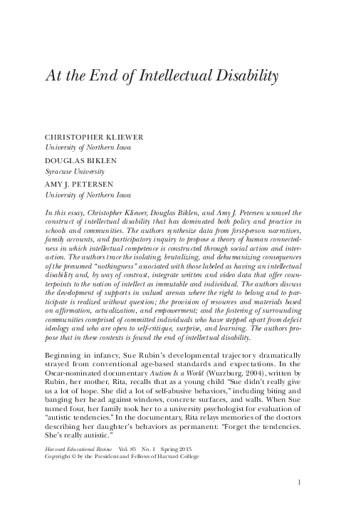 (PDF) At the End of Intellectual Disability