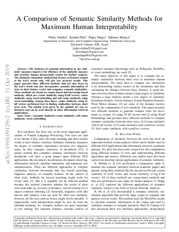 (PDF) A Comparison of Semantic Similarity Methods for Maximum Human ...