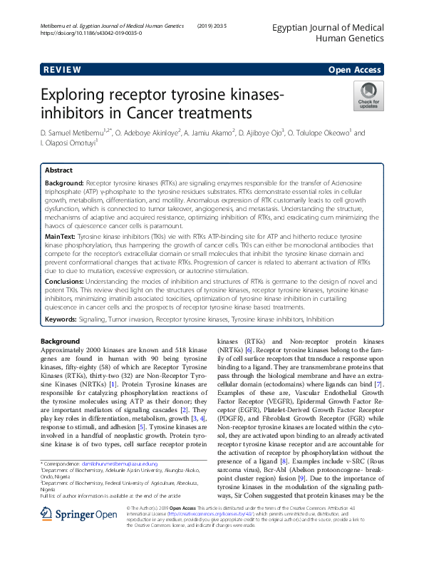 (PDF) Exploring receptor tyrosine kinases-inhibitors in Cancer treatments